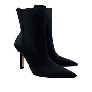 Good American High Kickstand Suede Bootie Size 7.5 Neoprene Black GA118N-X